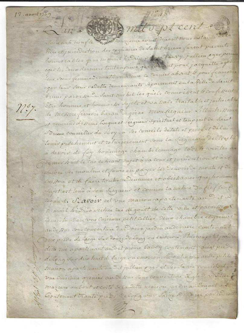1769 French Vellum Legal Document (1 of 2)