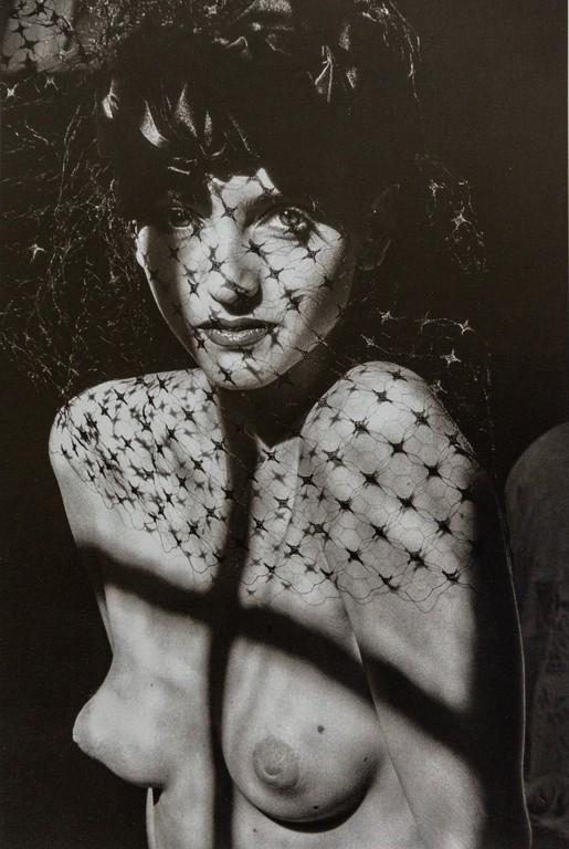 JEANLOUP SIEFF - Portrait with a Veil, 1985: Artist: Jeanloup Sieff Title: Portrait with a Veil, 1985 Medium: Photo Litho, 1996, Germany Dimensions: 7.45x11.15" Heat Wax Mounted on 12x16" Conservation Board Jeanloup Sieff (1933-2000) was a Frenc