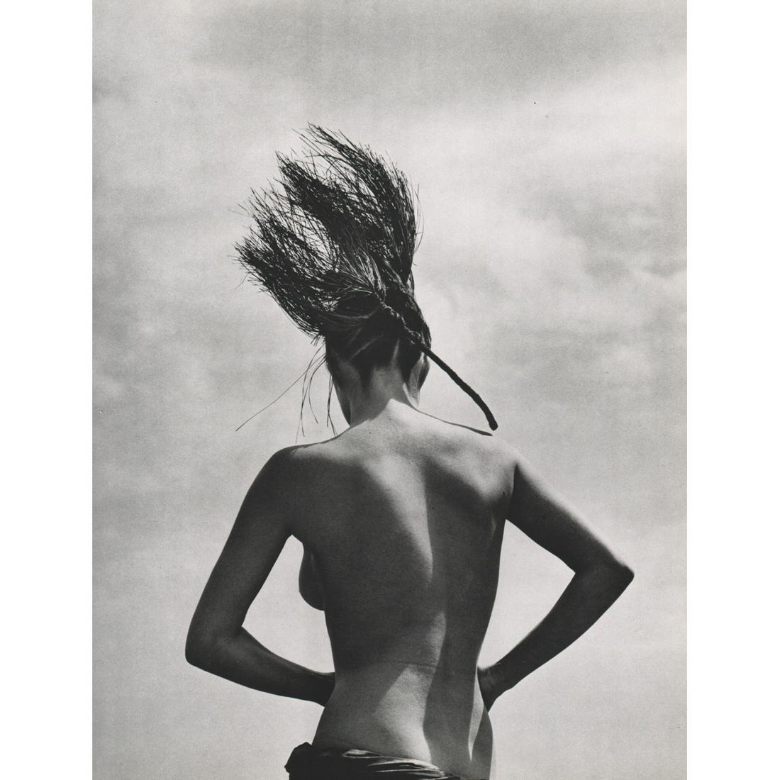 HERB RITTS - Consuelo, Paradise Cove 1984: Artist: HERB RITTS Print Title: Consuelo with Pine Branch, Paradise Cove 1984 Medium: Sheet-fed Gravure Printing Date: 1980's Printed in Japan Image Size approx: 14 X 10.5 inches Herb Ritts (1952-2002