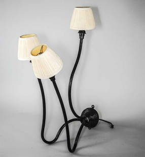 FRENCH modernist pair of Metal Sconces ROYERE GUARICHE: Made in France in the 1950's this pair of sconces is most likely a design from ROYERE or inspired by the " modele persane " with branch made of modular metal ( rewired with American socket ).The use