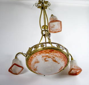 FRENCH ART DECO SCHNEIDER CHANDELIER LE VERRE FRANCAIS