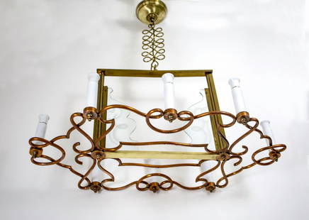 FRENCH modernist CHANDELIER ARBUS LELEU 1940 PETITOT: Made in France in the 1940's or early 1950's this Chandelier is most likely a design from Leleu or the like of him , a return of the baroque became the design of the day ..... regional company used