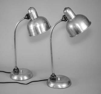 Pair of Bauhaus INDUSTRIAL DESK LAMP CHRISTIAN DELL: Made in the 1930's this was originally designed in Germany as an workshop task lamp. Christian Dell was a designer for Rondella and Blunt in the 1920's and went in the 1930's to work with Kaiser and