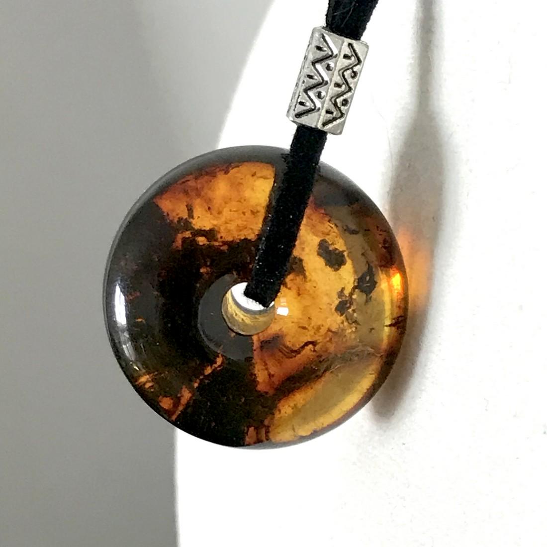 Cut Baltic amber donut pendant necklace (1 of 7)