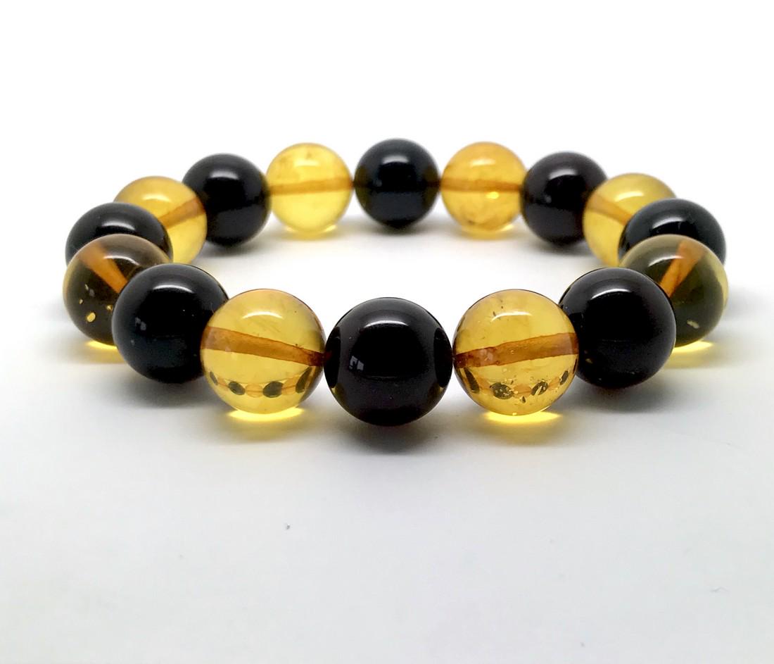 Baltic amber bracelet bicolour beads ø13mm 19.7gr (1 of 10)