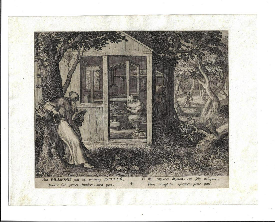 1600 Engraving Sadeler and De Vos Palamonis (1 of 1)