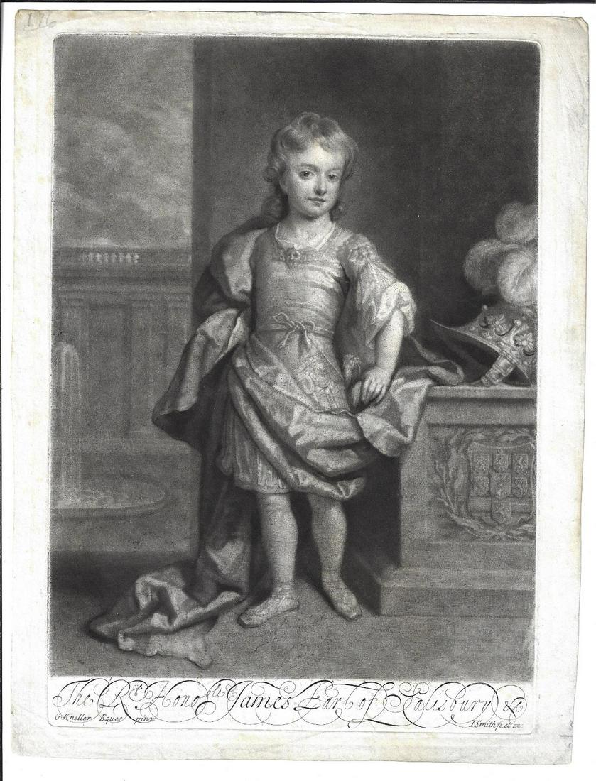 1696 Mezzotint Engraving James Earl of Salisbury (1 of 1)