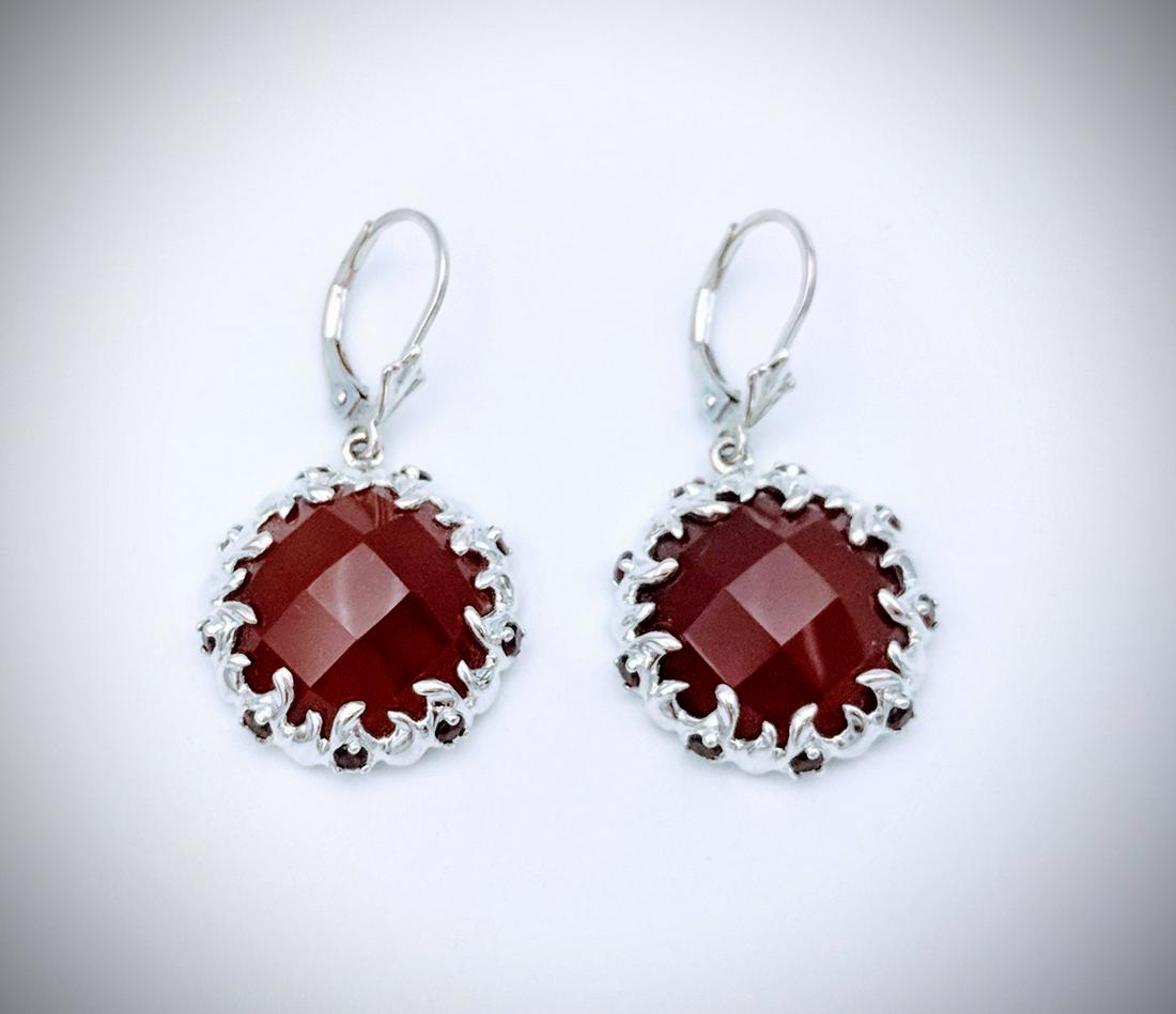 Sterling Silver Carnelian & Red Garnet Earrings (1 of 3)