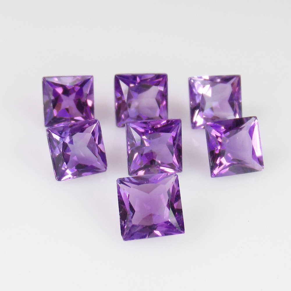 4.08 Ct Genuine 7 Purple Amethyst Square Cut Set (1 of 2)