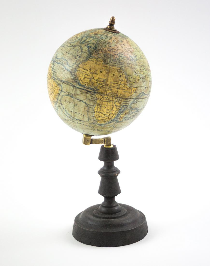 1910's 4" SMALL ANTIQUE FRENCH TERRESTRIAL GLOBE Forest (1 of 6)