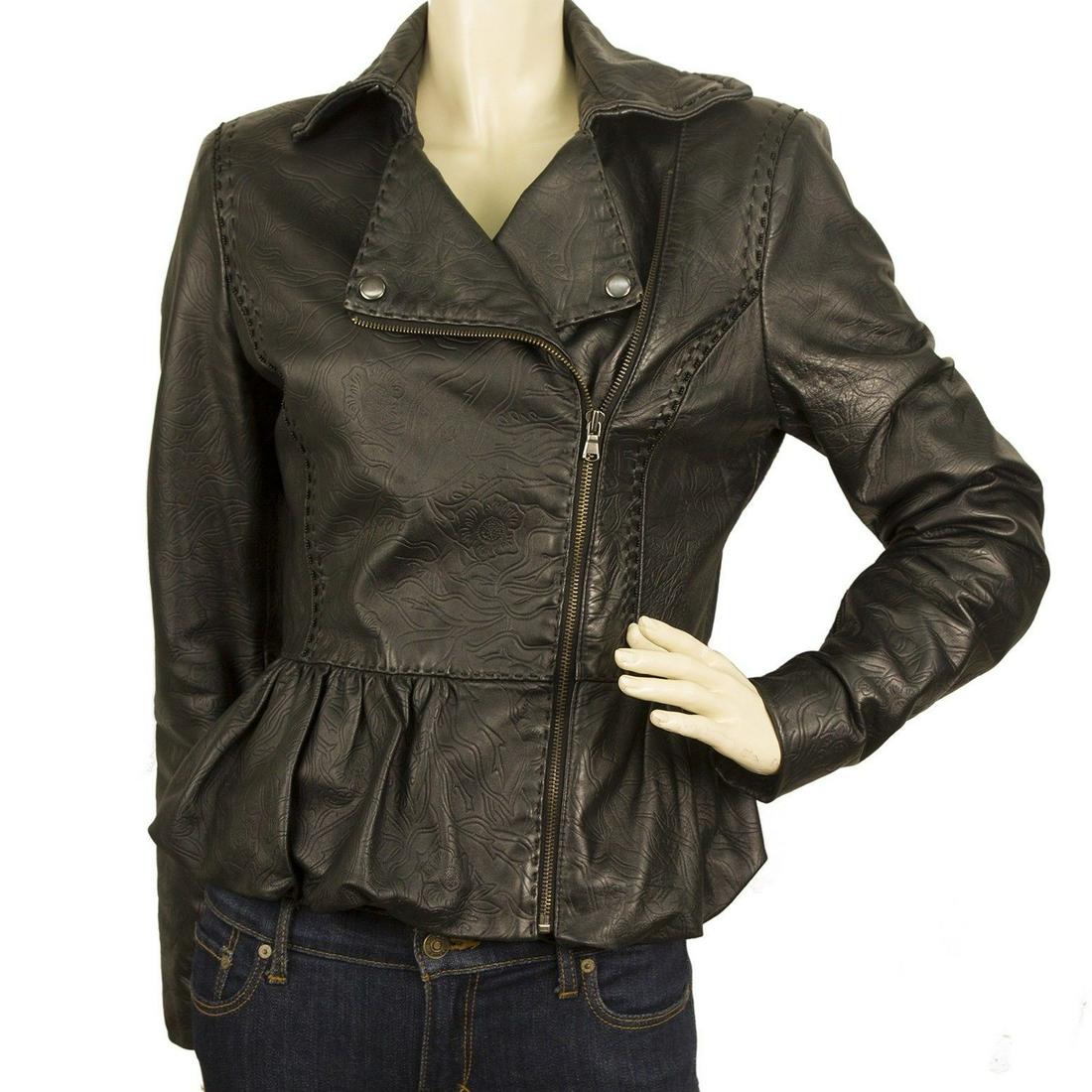 CLASS Roberto Cavalli Black Embossed Leather Designer: CLASS Roberto Cavalli Black Embossed Leather Designer Biker Jacket sz 42 IT 8US This is an amazing opportunity to own a unique leather jacket by Class Cavalli! This fabulous jacket is composed of 100%