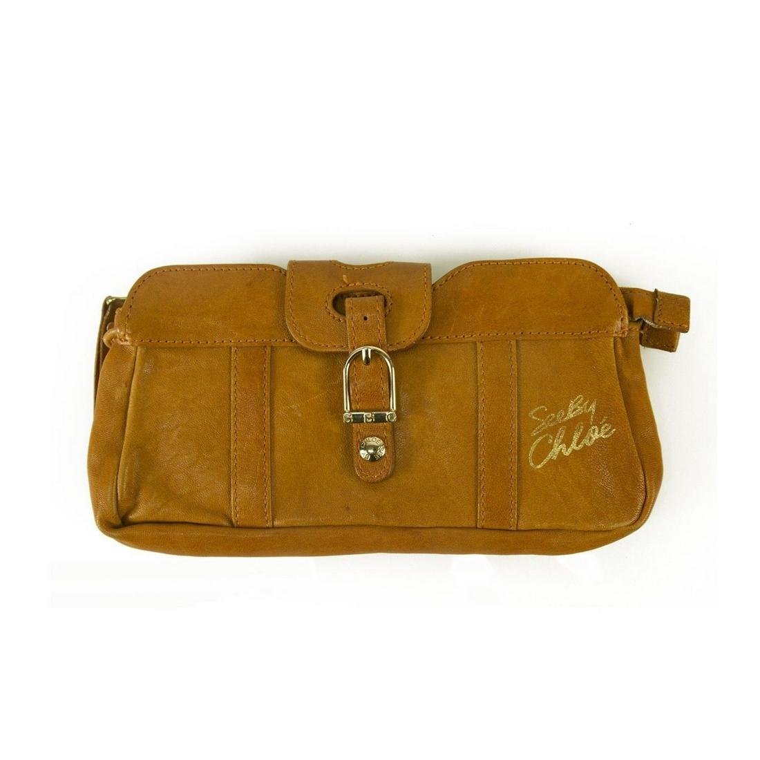 See by Chloe Tan Leather Zipper Top w. Card Slots: See by Chloe Tan Leather Zipper Top w. Card Slots Clutch Bag Handbag or Wallet This gorgeous clutch it is made from soft tan leather and features goldtone hardware logo engraved, see by Chloe signatur