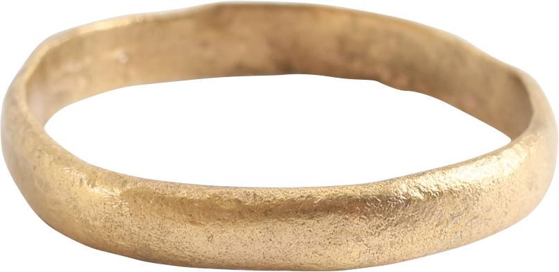 VIKING MAN’S WEDDING RING, 866-1067 AD. SIZE 10.: Medium width band, 3.3mm, band with deeply rounded face. The 24 karat gold surface professionally restored. Vikings exchanged rings on the pommel of the groom’s sword. Gift boxed with a certificate 