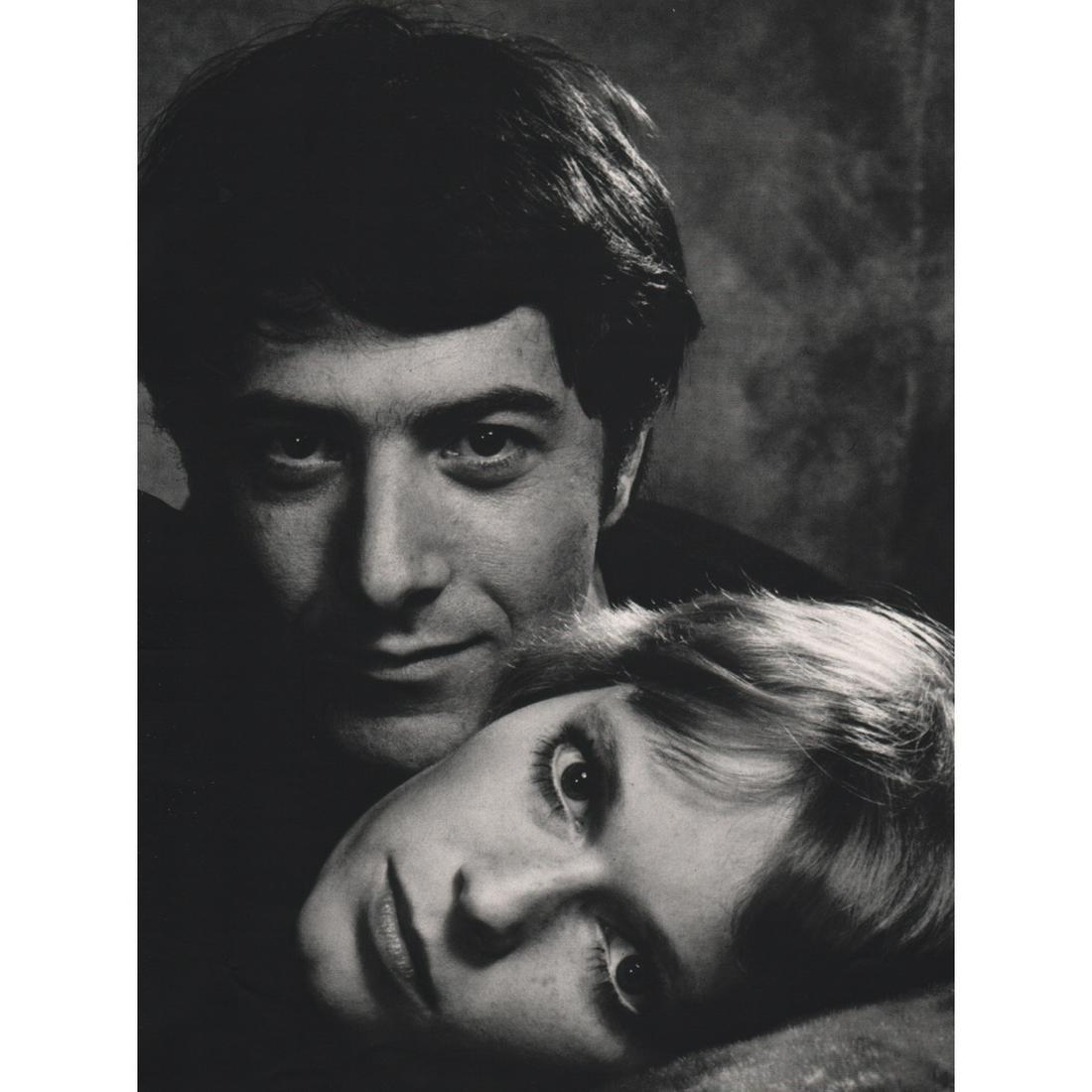 PHILIPPE HALSMAN - Dustin Hoffman & Mia Farrow: Artist: PHILIPPE HALSMAN Print Title: Dustin Hoffman & Mia Farrow Medium: Sheet-Fed Gravure Printed in 1970's Printed in Italy Image Size approx: 11.25 x 8.5 inches Philippe Halsman (1906-1979) was an