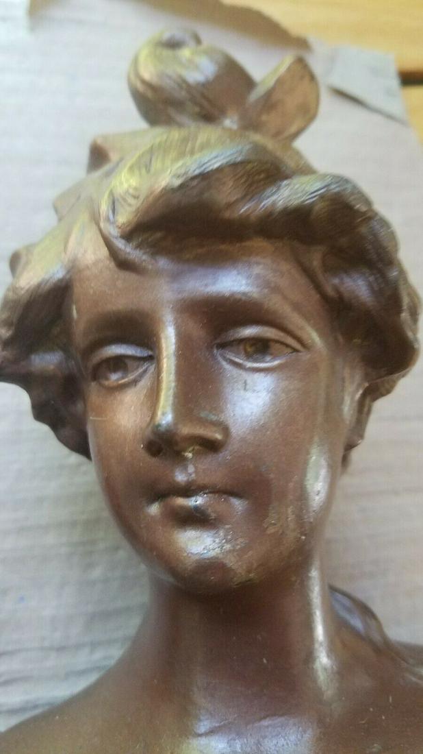 Art deco nouveau bust 1920 white metal beautiful detail (1 of 4)
