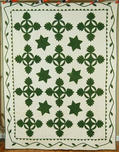 Vintage Pre Civil War Stars Oak Reel Applique Antique (1 of 12)