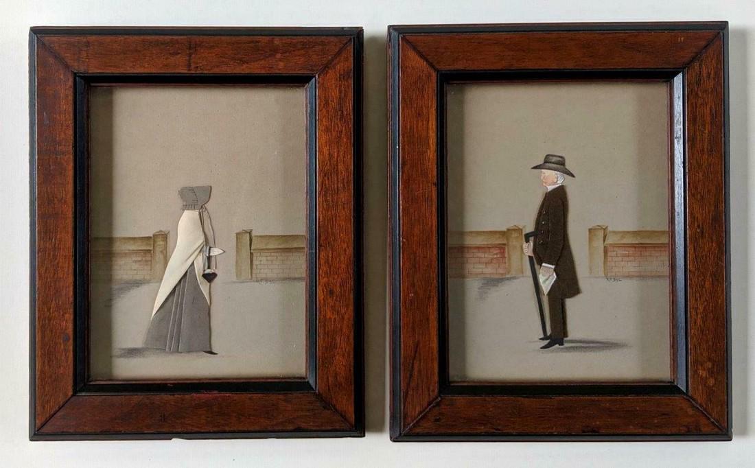 Framed Quaker Man & Woman by "R.P. Bye" (1 of 4)