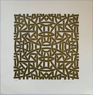 Valerie Jaudon: December: Artist: Valerie Jaudon Title: December Medium:Screenprint Dimensions: 16 x 17 in. Description: 1979, Edition 51 of 100, Part of Domberger Edition's 1980 "International Contemporary Art" calendar, Sign