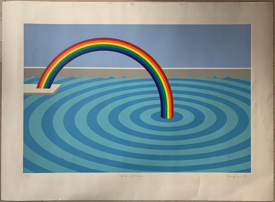 Patrick Hughes: Splash of Colour: Artist: Patrick Hughes Title: Splash of Colour Medium:Serigraph Dimensions: 42 x 30.75 in. Description: 1982, Edition of 200, Signed, titled, and numbered in pencil Reserve: $1,800.00 Shipping: Domes