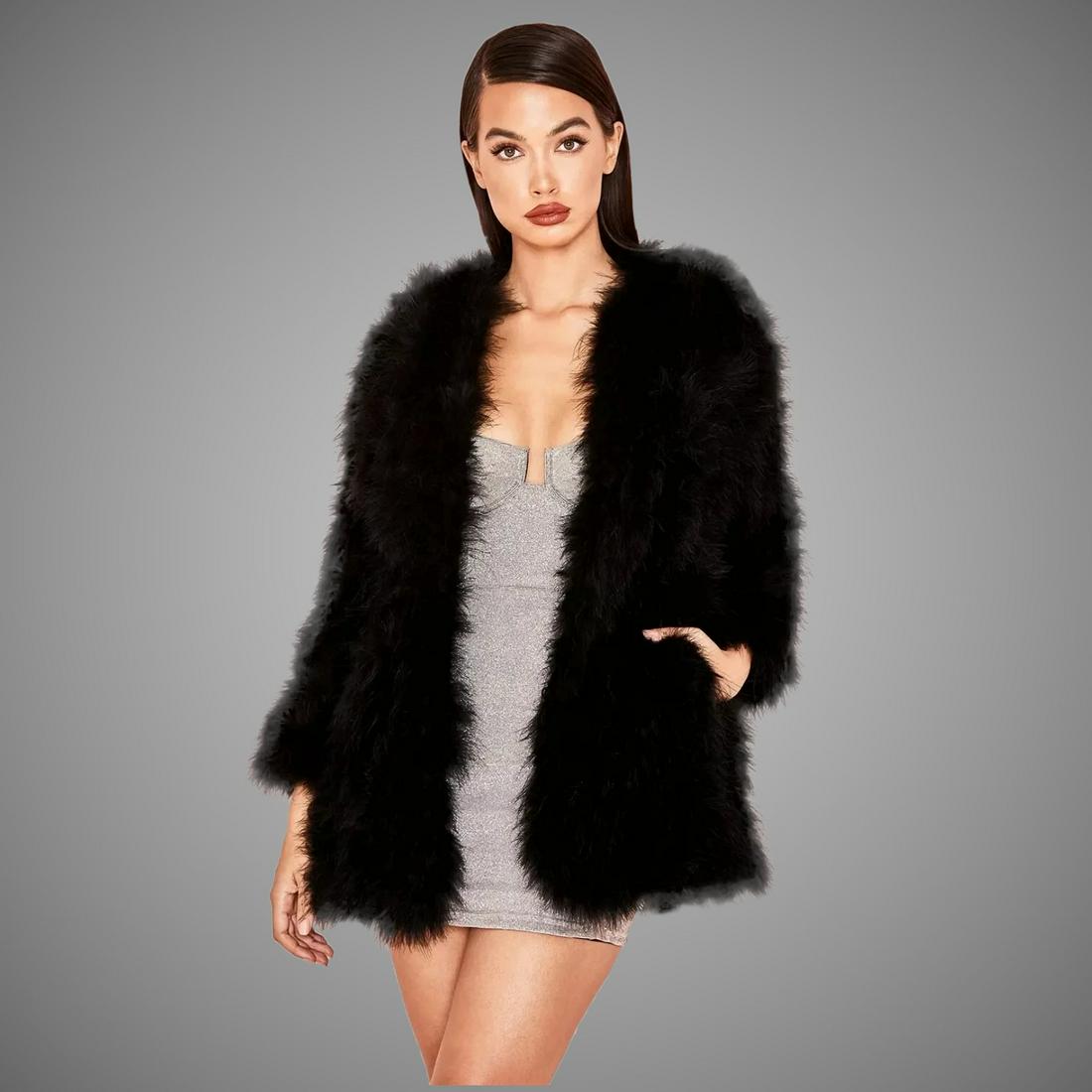 Black Marabou feather coat jacket M/L: A Beauty all marabou feathers. Round collar and invisible fastening. In good vintage condition. Lovingly used Size-M/L Please note that the Starting Price is equal to the Reserve Price This vintage it