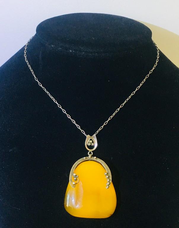 Amber Pendant with a hand crafted horseshoe like loop (1 of 8)