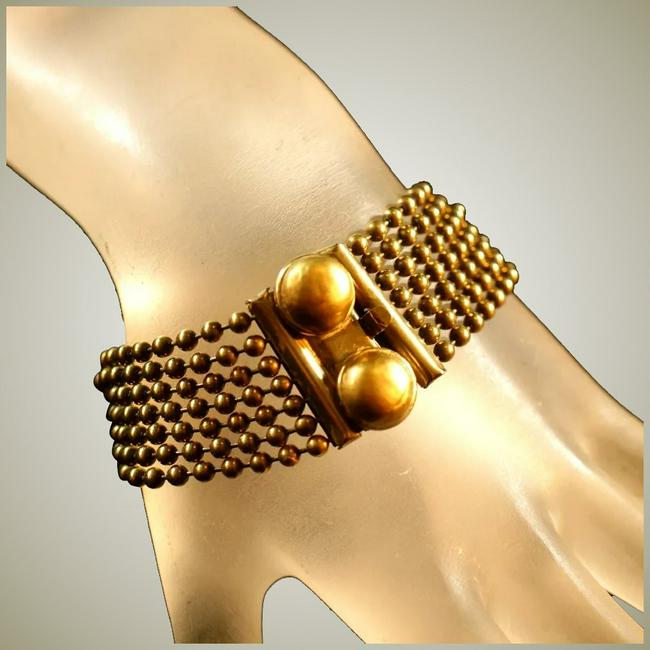 Art Deco One Inch Wide Vintage Seven Strands Chain Bead: No Reserve! Title: Art Deco One Inch Wide Vintage Seven Strands Chain Bead Antique Bracelet Additional Information: A fabulous beaded chain seven strand bracelet in brass, this vintage Art Deco beauty