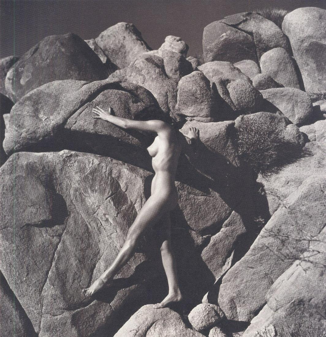 ANDRE DE DIENES - Nude with Rocks: Artist: ANDRE DE DIENES Print Title: Nude with Rocks Medium: Photoengraving Printed 1950’s in the UK Image size (inches) approx. 6.5 x 6.5” Andre De Dienes was a professional photographer, employe