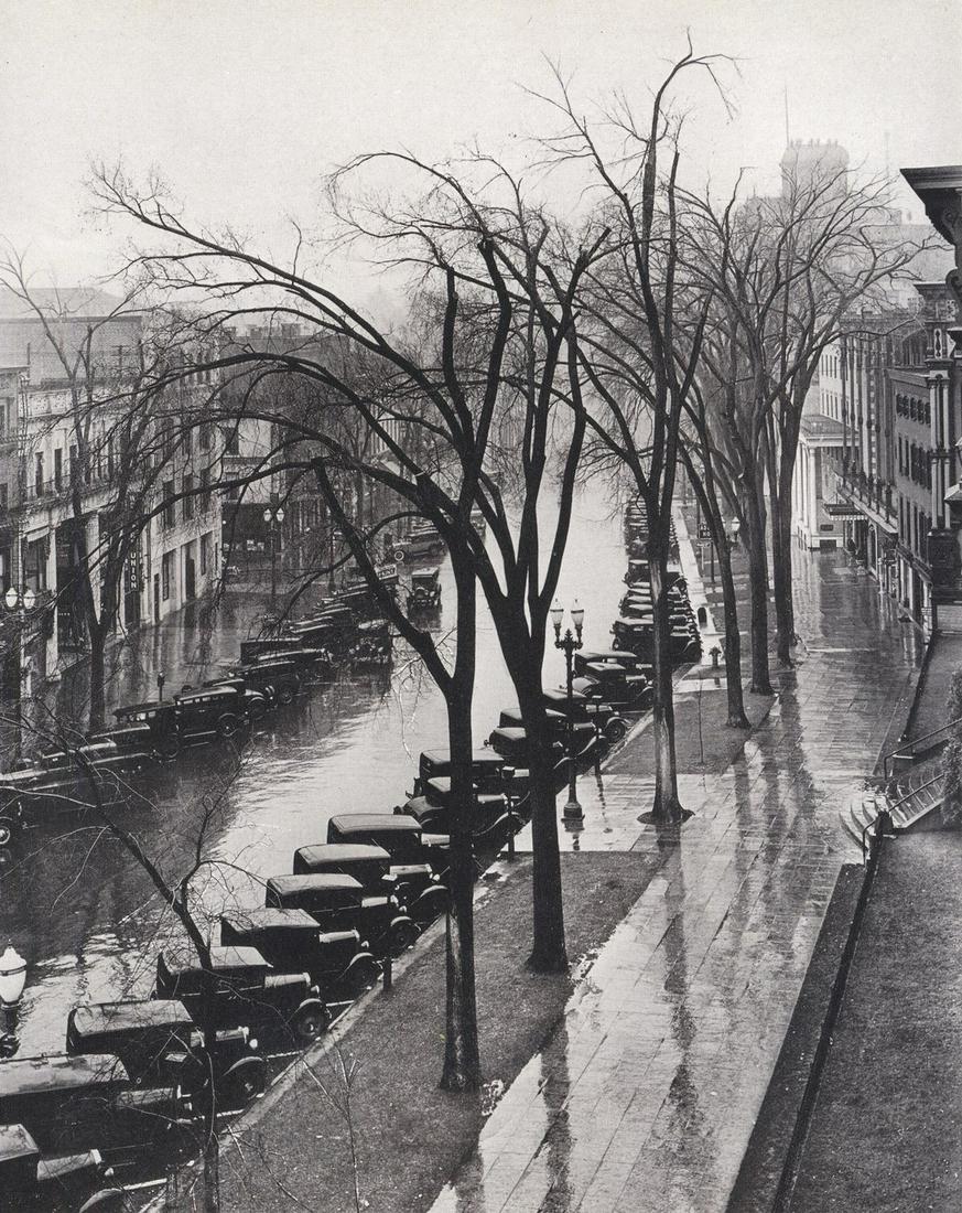 WALKER EVANS - Main Street, Saratoga Springs NY, 1931: Artist: WALKER EVANS Print Title: Main Street, Saratoga Springs NY, 1931 Printing Date: 1930’s Medium: Photoengraving Printed in: the USA Image Size: 7.5 x 6” Walker Evans(1903–1975) was one of