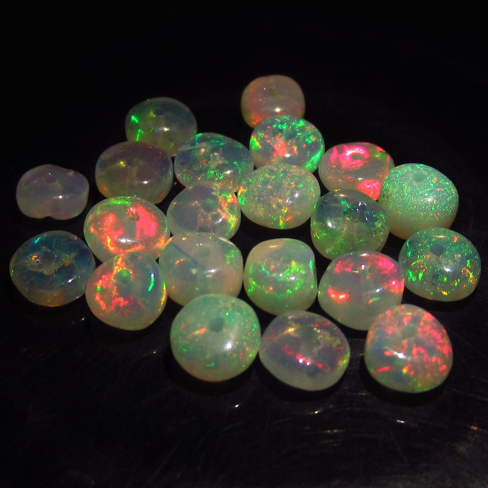 6.95 Ct Genuine 21 Drilled Round Fire Opal Beads (1 of 2)