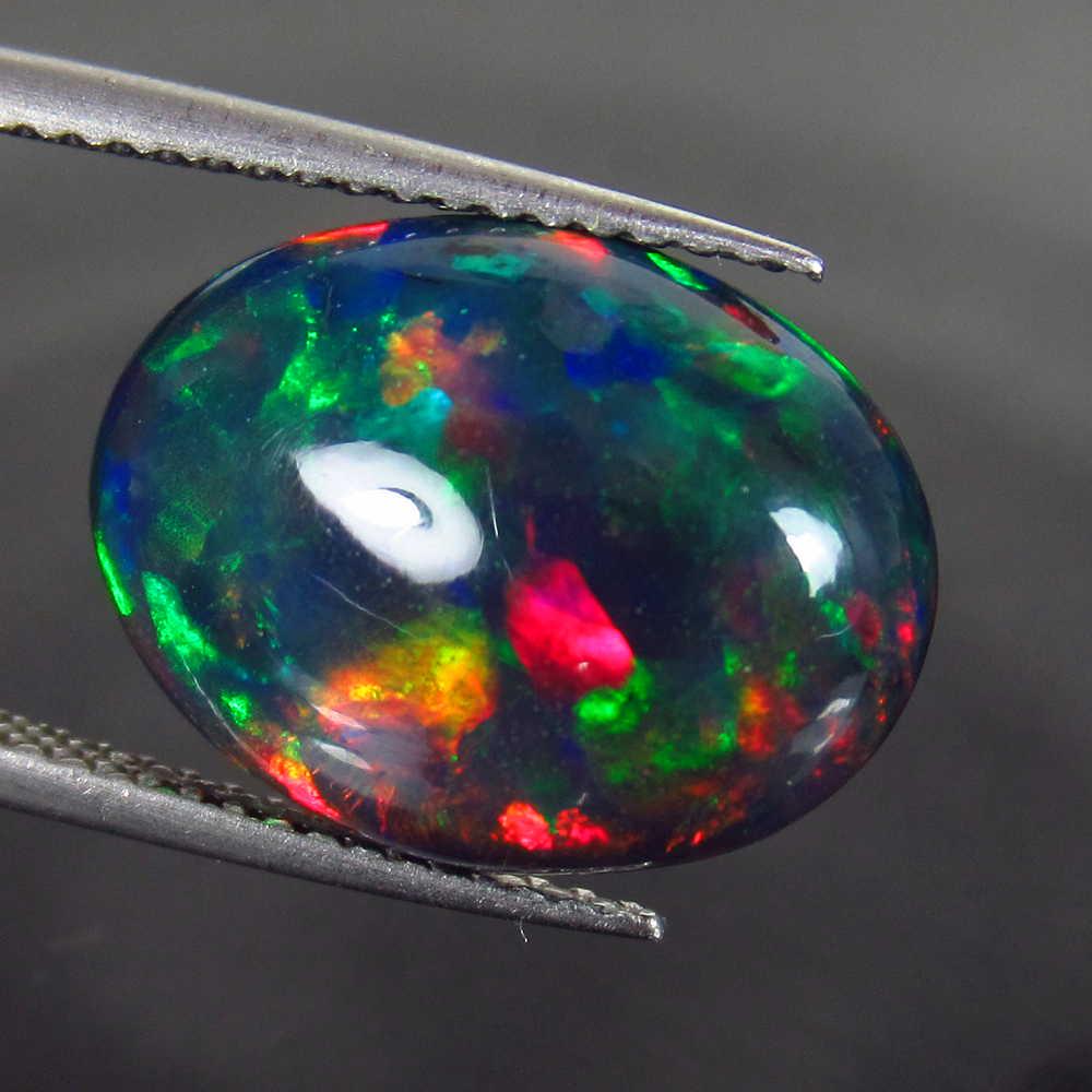 4.07 Ct Natural Ethiopian Black Fire Opal Oval Cab (1 of 3)