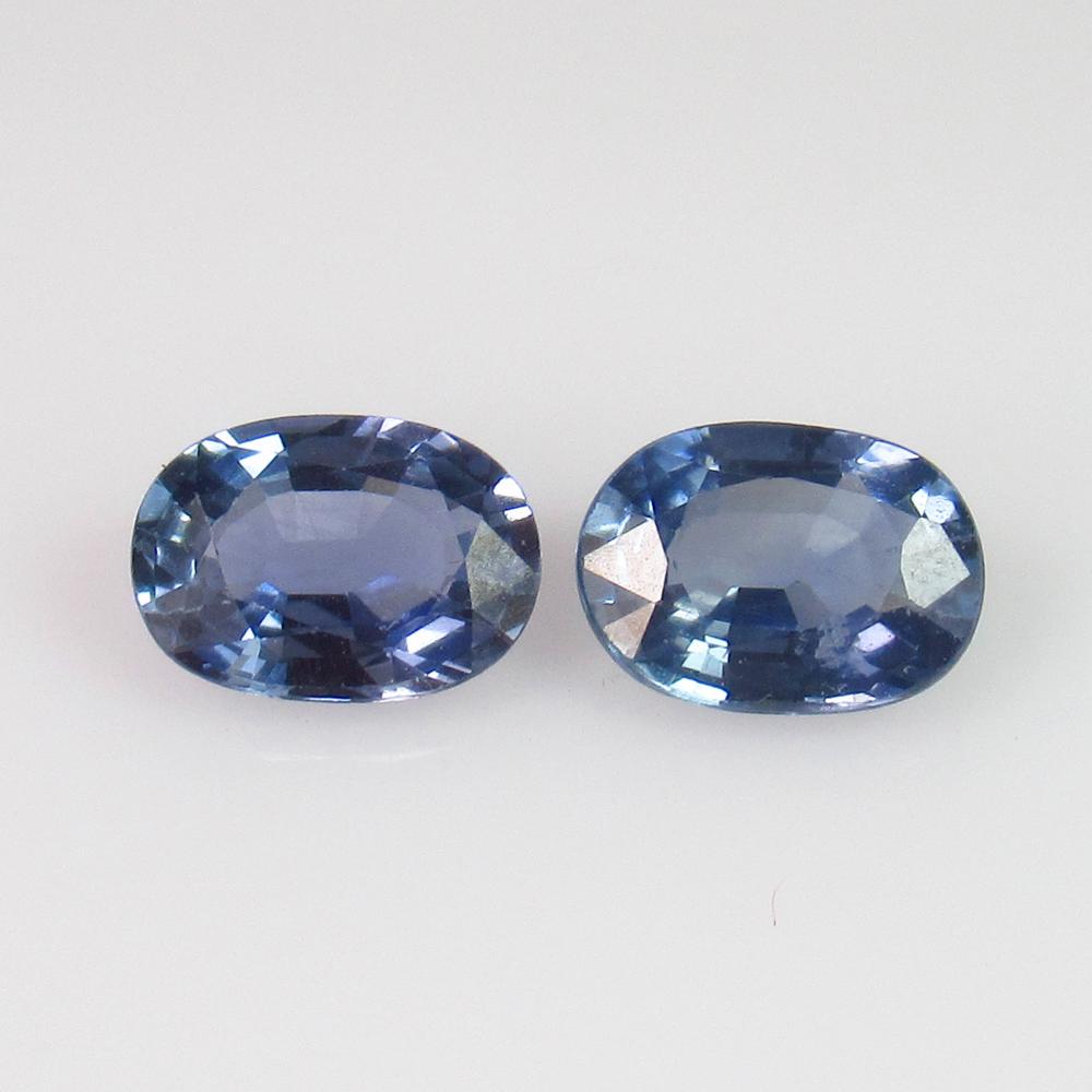 1.95 Ct Genuine Ceylon Blue Sapphire 7X5 mm Oval Pair (1 of 2)