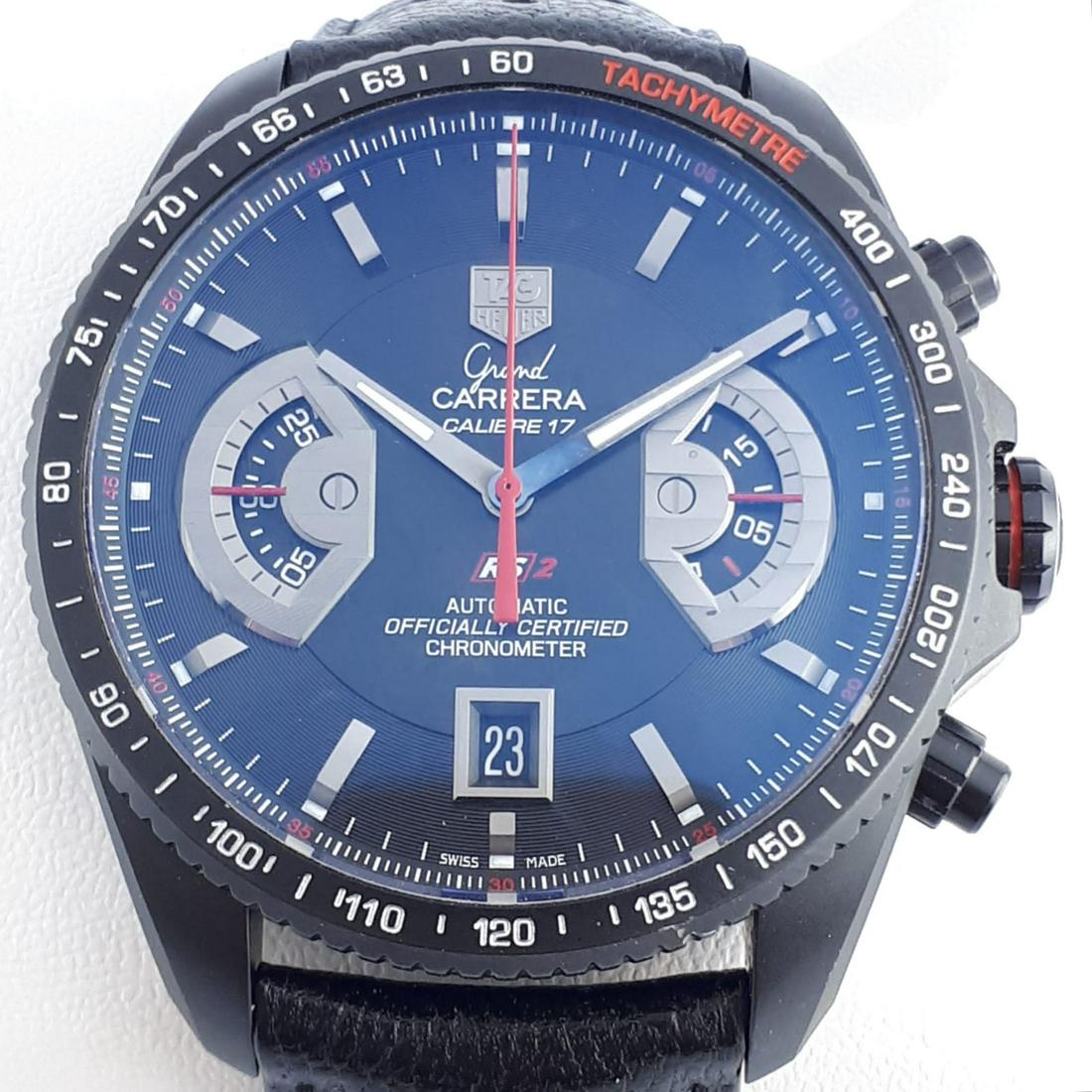 TAG Heuer - Grand Carrera 17RS2 Black Titanium -: Brand:TAG Heuer Model:Grand Carrera 17RS2 Black Titanium Reference Number:CAV518B Gender:Men Period:2011-present Movement:Automatic Case material:Titanium Extras:Box, Warranty Type:Chronograph wristwa