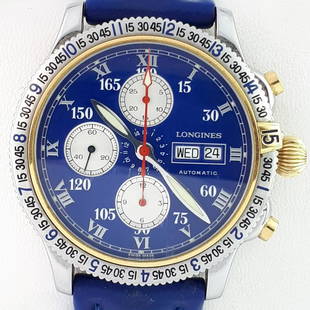 Longines - Lindbergh Chronograph Special Series Gold &: Brand:Longines Model:Lindbergh Chronograph Special Series Gold & Steel Reference Number:Ref: L2.618.5 Gender:Men Period:2011-present Movement:Automatic Case material:Gold/Steel Material