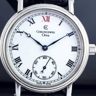 Chronoswiss - Orea Manual Winding - CH1163 - Men -: Brand:Chronoswiss Model:Orea Manual Winding Reference Number:CH1163 Gender:Men Period:2011-present Movement:Manual winding Case material:Steel Extras:Box Type:Analogue wristwatch Bracelet: