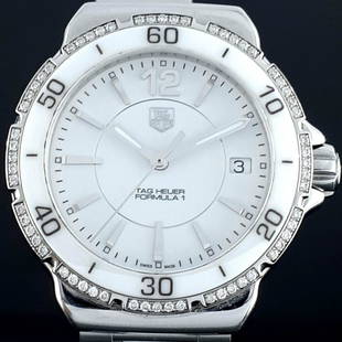 TAG Heuer - Formula 1 Diamonds - WAH1213 - Women -: Brand:TAG Heuer Model:Formula 1 Diamonds Reference Number: WAH1213 Gender:Women Period:2011-present Movement:Quartz Case material: Steel & White Ceramic Type:Analogue wristwatch Shipped