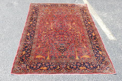 c 1920s ANTIQUE BEST KURK MANCHESTER WOOL PRSIAN KESHAN: Title: c 1920s ANTIQUE BEST KURK MANCHESTER WOOL PRSIAN KESHAN RUG 4.4x6.7 HIGH KPSIDescription: FROM A PRIVATE ESTATE IS THIS TOP NOTCH ANTIQUE EXCLUSIVE KORK MANCHESTER WOOL with VERY HIGH KPSI