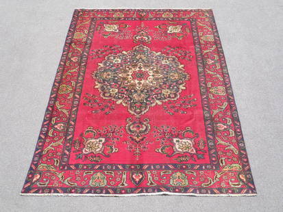 Vintage Persian Tabriz 9.4x6.4: Title: Vintage Persian Tabriz 9.4x6.4Description: Handmade Vintage Persian Tabriz rug. Made of fine quality baby lamb's wool pile on cotton foundation, all natural vegetable dye;Size 9.4x6.4 feet.