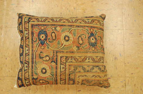 Antique Hand Made Of Caucasian Pillow Cushion Rug: Title: Antique Hand Made Of Caucasian Pillow Cushion Rug Hand Made 1' 6" X 1' 8"Description: Antique detailed design hand made functional_usable pillow_cushion with exact size of 1' 3" x 1' 8" 