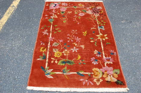c1930's MINT ART DECO ANTIQUE CHINESE WALTER NICHOLS: Title: c1930's MINT ART DECO ANTIQUE CHINESE WALTER NICHOLS RUG 3' x4'8" GREAT COLORSDescription: Circa 1930s ART DECO RARE ANTIQUE CHINESE WALTER NICHOLS RUG with exact size of 3' x 4' 8"