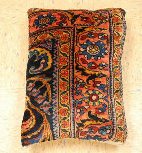 Antique Hand Made of antique rug Pillow Cushion Rug: Title: Antique Hand Made of antique rug Pillow Cushion Rug 1'2" x 1' 8"Description: Antique detailed design hand made functional_usable pillow_cushion with exact size of 1'2" x 1' 8" polly