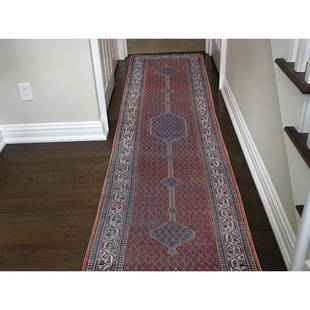 Pink Vintage Persian Tribal and Geometric Design: Title: Pink Vintage Persian Tribal and Geometric Design Oriental Runner RugDescription: This is a truly genuine one-of-a-kind Pink Vintage Persian Tribal and Geometric Design Oriental Runner Rug. It
