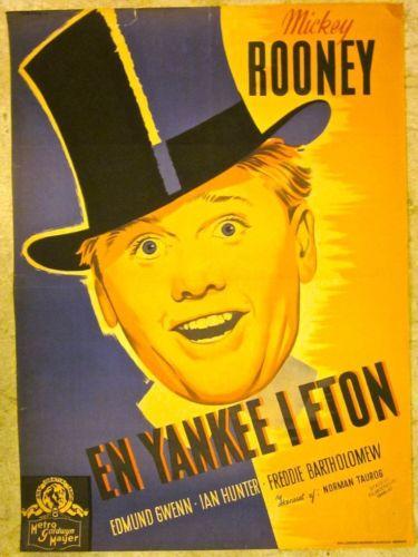 A YANK AT ETON – ORIGINAL 1942 DANISH POSTER – FUNNY: Title: A YANK AT ETON Â– ORIGINAL 1942 DANISH POSTER Â– FUNNY ART WITH MICKEY ROONEY!!! Description: A YANK AT ETON Â– ORIGINAL 1942 DANISH POSTER Â– FUNNY ART WITH MICKEY ROONEY!!! A YANK