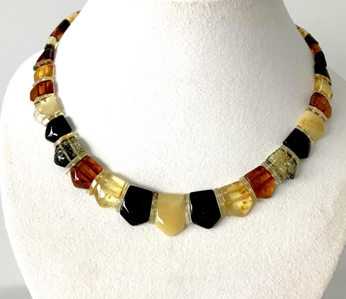 Hand cut Baltic amber necklace colourful (1 of 8)