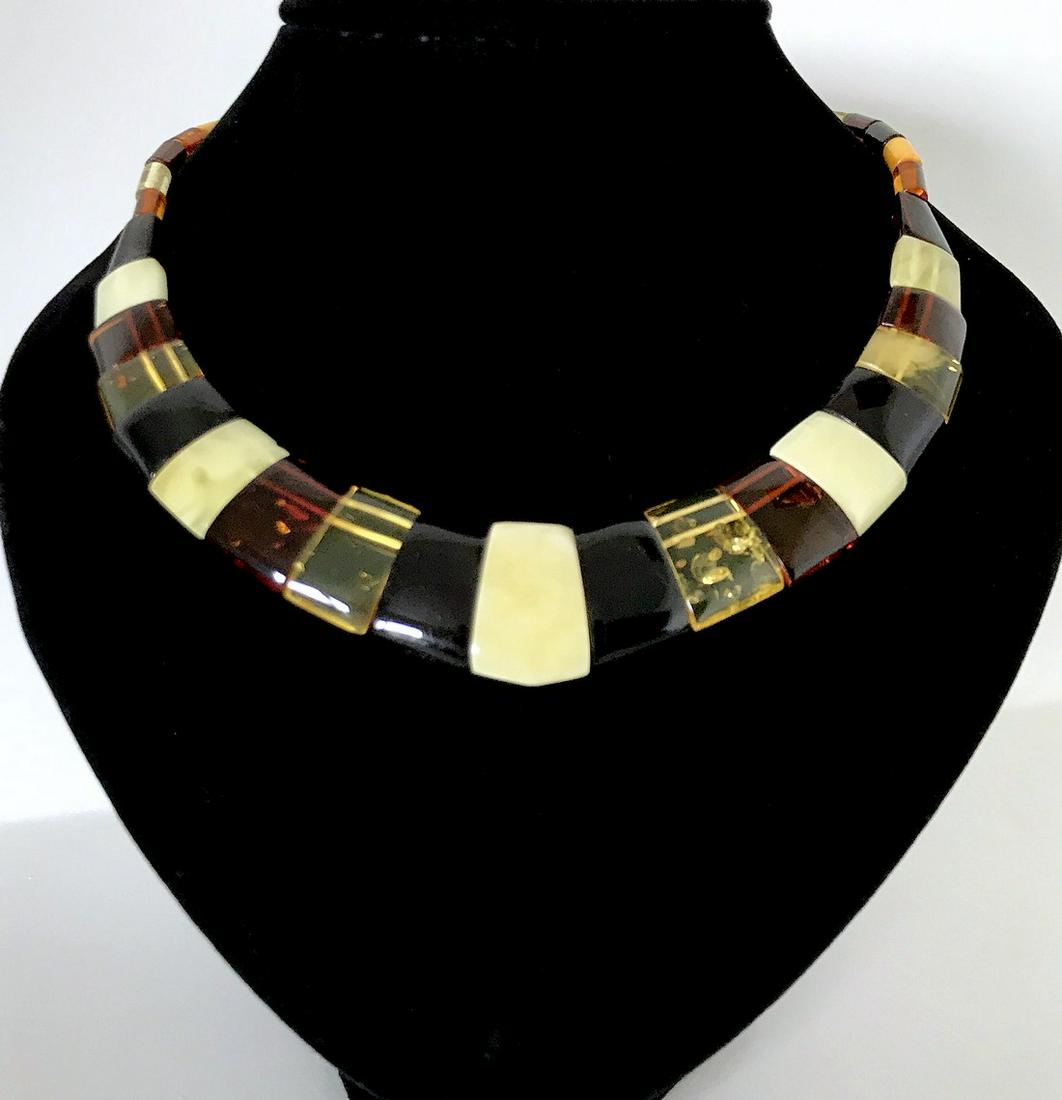 Cleopatra's style flat cut amber necklace (1 of 8)