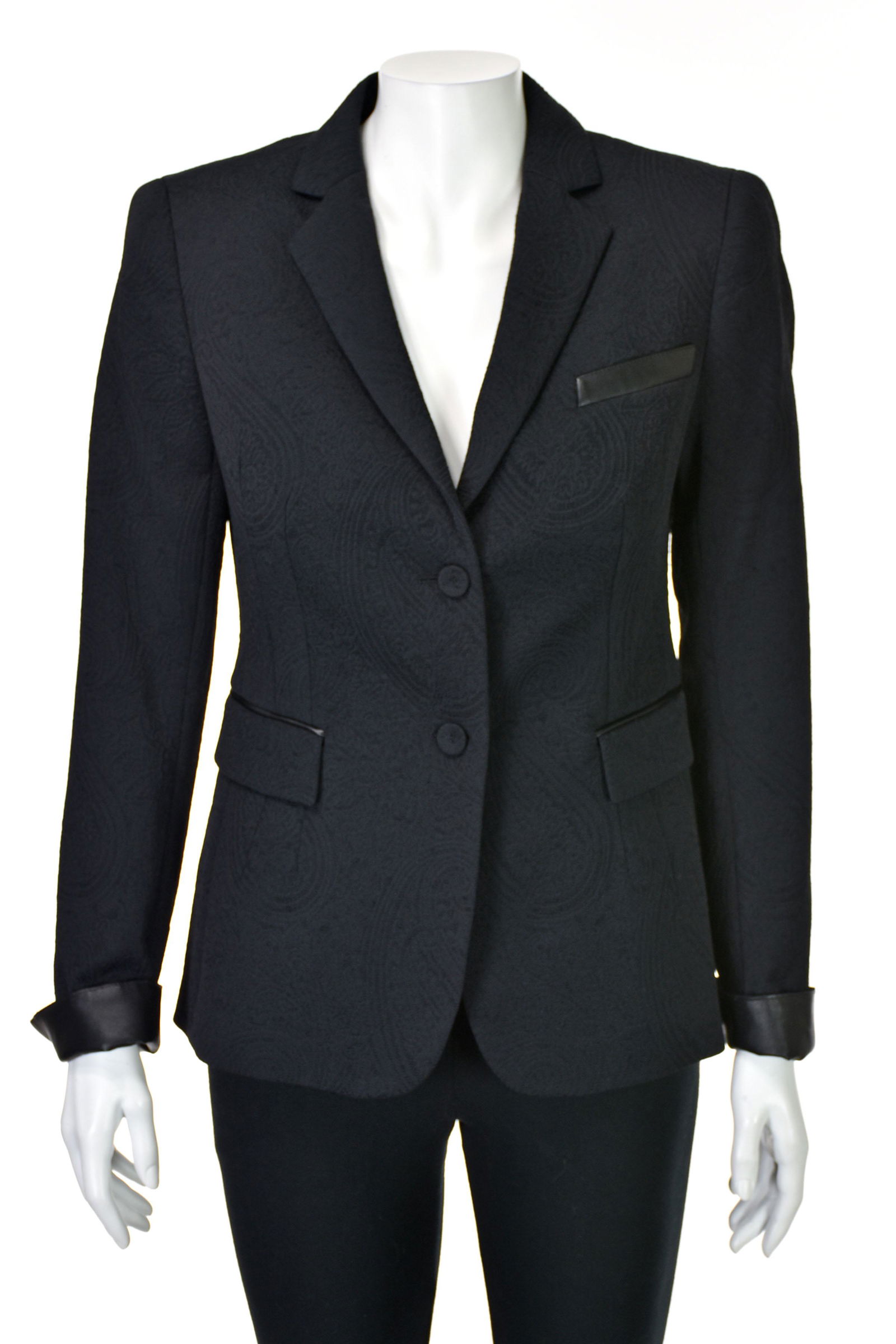 AKRIS PUNTO Black Paisley Brocade Blazer with Faux (1 of 7)