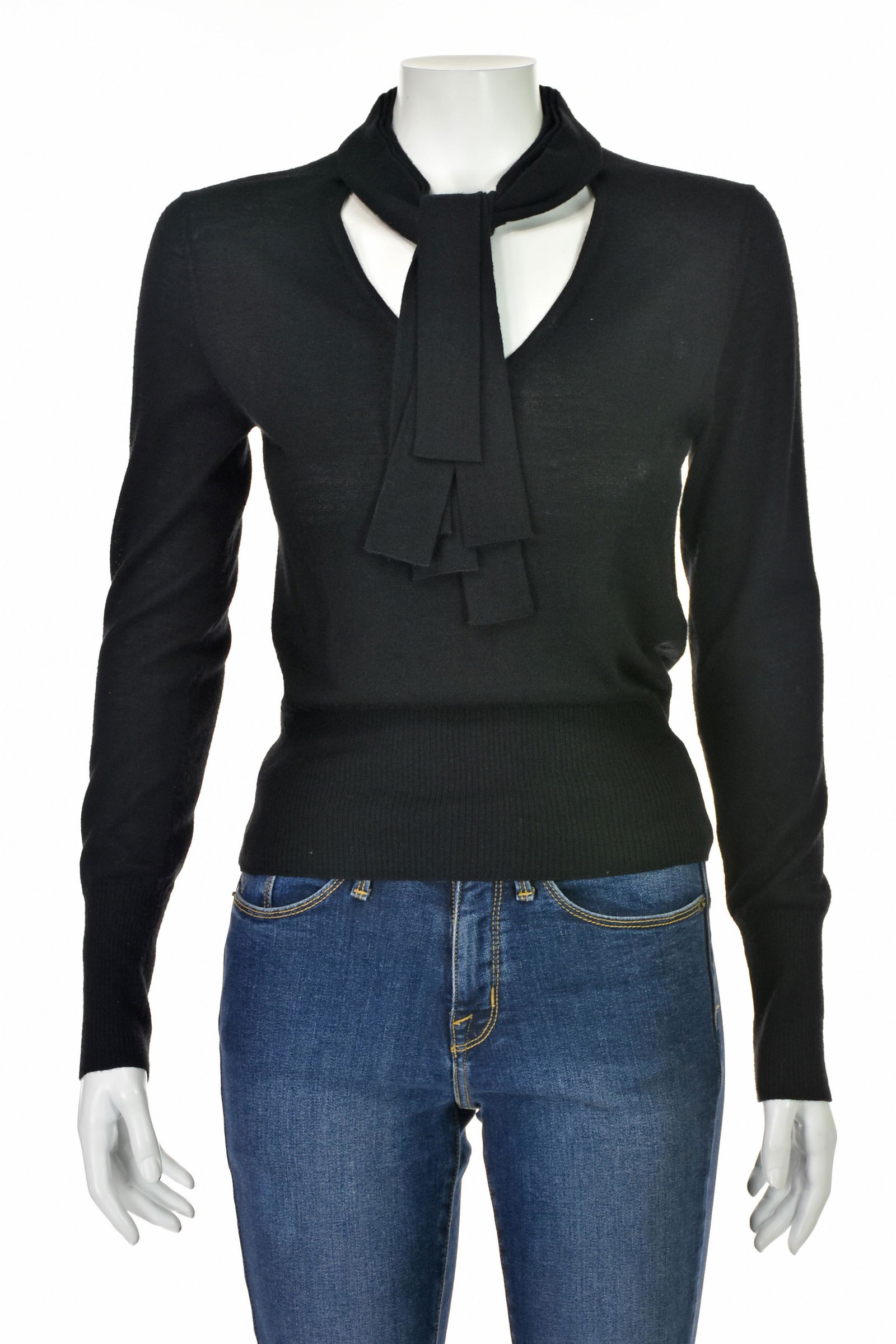 ESCADA Black Wool & Silk Blend V-Neck Sweater (1 of 7)