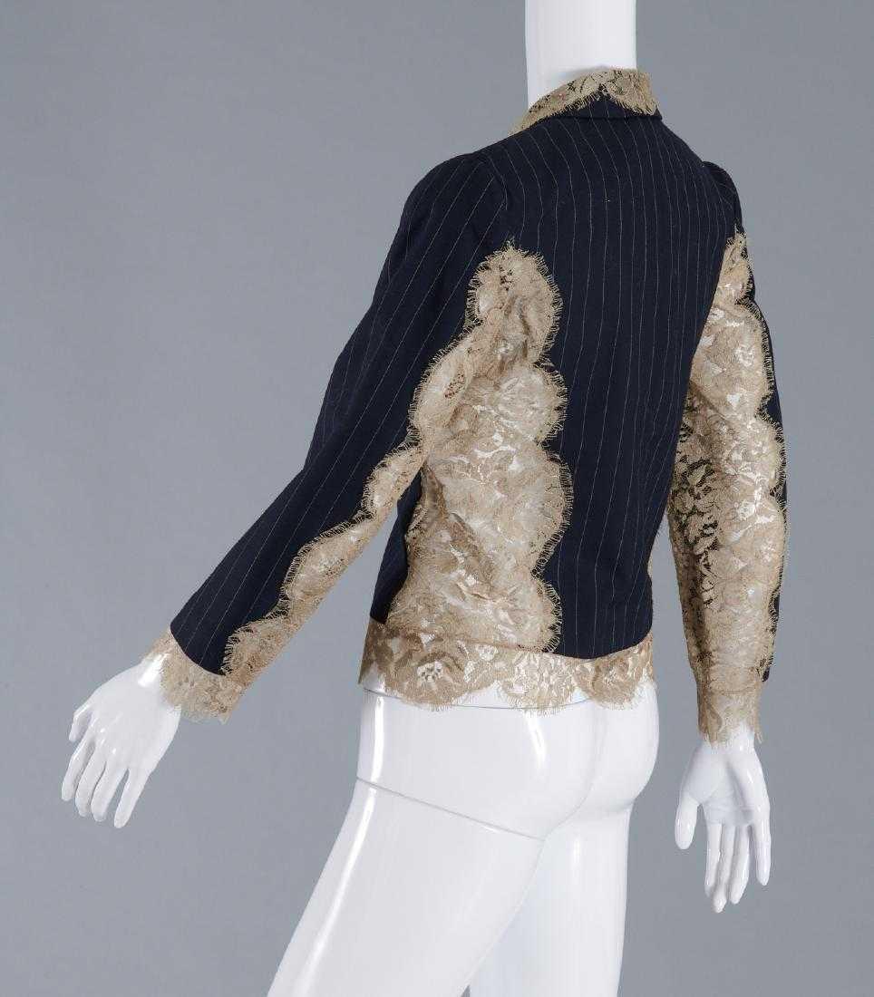 GIANFRANCO FERRE Navy Pinstripe Tropical Wool & Lace (1 of 6)