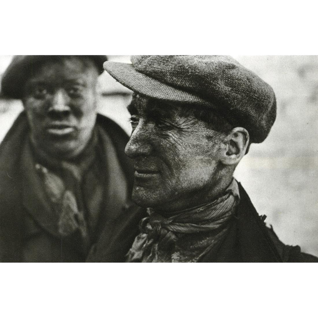 ROBERT FRANK - Miners in Wales, 1951: Artist: ROBERT FRANK Print Title: Miners in Wales, 1951 Medium: Sheet-fed Gravure Printing Date: 1970's Printed in England Image Size approx: 4.5 x 7 inches Robert Frank (1924-2019) was an American ph