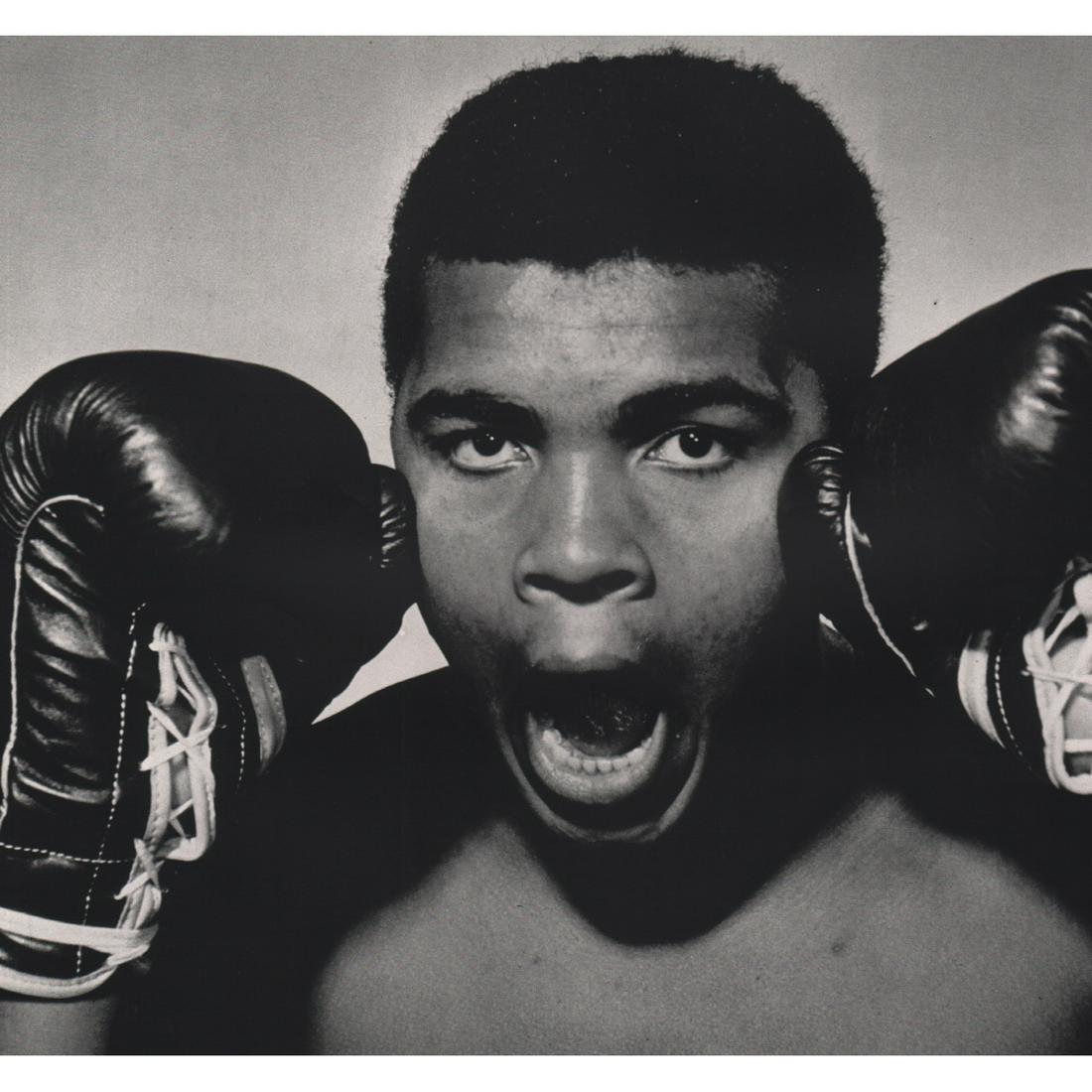 PHILIPPE HALSMAN - Muhammad Ali: Artist: PHILIPPE HALSMAN Print Title: Muhammad Ali Medium: Sheet-Fed Gravure Printed in 1970's Printed in Italy Image Size approx: 9.25 x 10.25 inches Philippe Halsman (1906-1979) was an American port