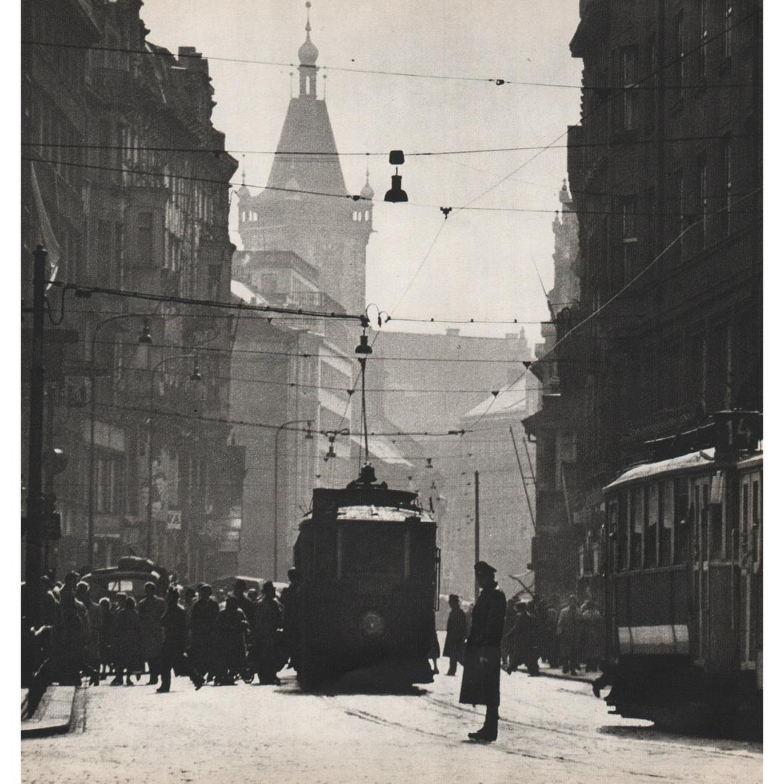 VACLAV JIRU - The New Town Hall Tower, Prague: Artist: VACLAV JIRU Print Title: The New Town Hall Tower, Prague Medium: Sheet-Fed Gravure Printing Date: 1960's Printed in Prague Image size approx. 8 X 8 inches Václav Jír? (1910-1980) was a Czech